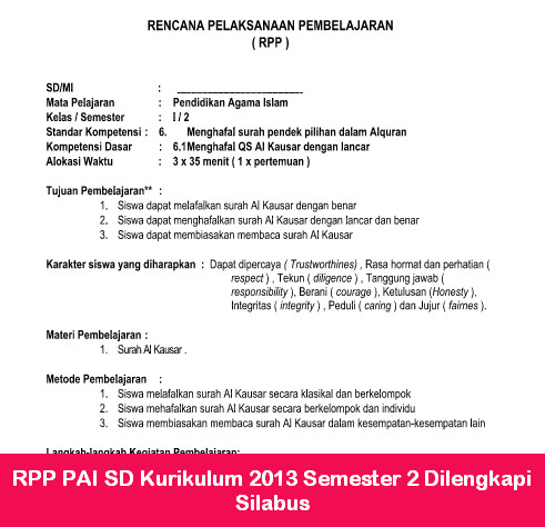Contoh rpp sd kelas 2