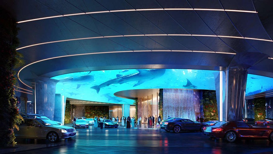 Dubai Has Plans To Open The World’s First Hotel With A Rainforest Inside Of It - And valet will be conducted beneath a massive screen featuring marine life or vegetation.