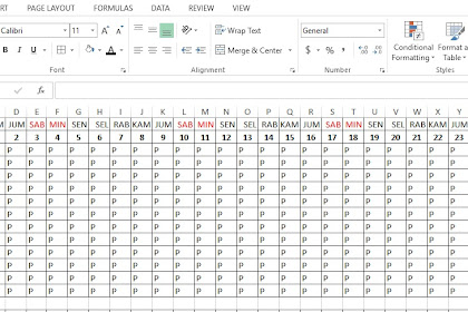 Membuat Jadwal Shift Excel