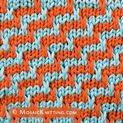 Zig Zag Diagonal stitch (Slip stitch Pattern 4). Very EASY TO WORK!! you only use one color on each row and simple knit and slip stitches.