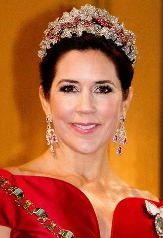 Crown Princess Mary wore Soeren le Schmidt dress, diamond tiara