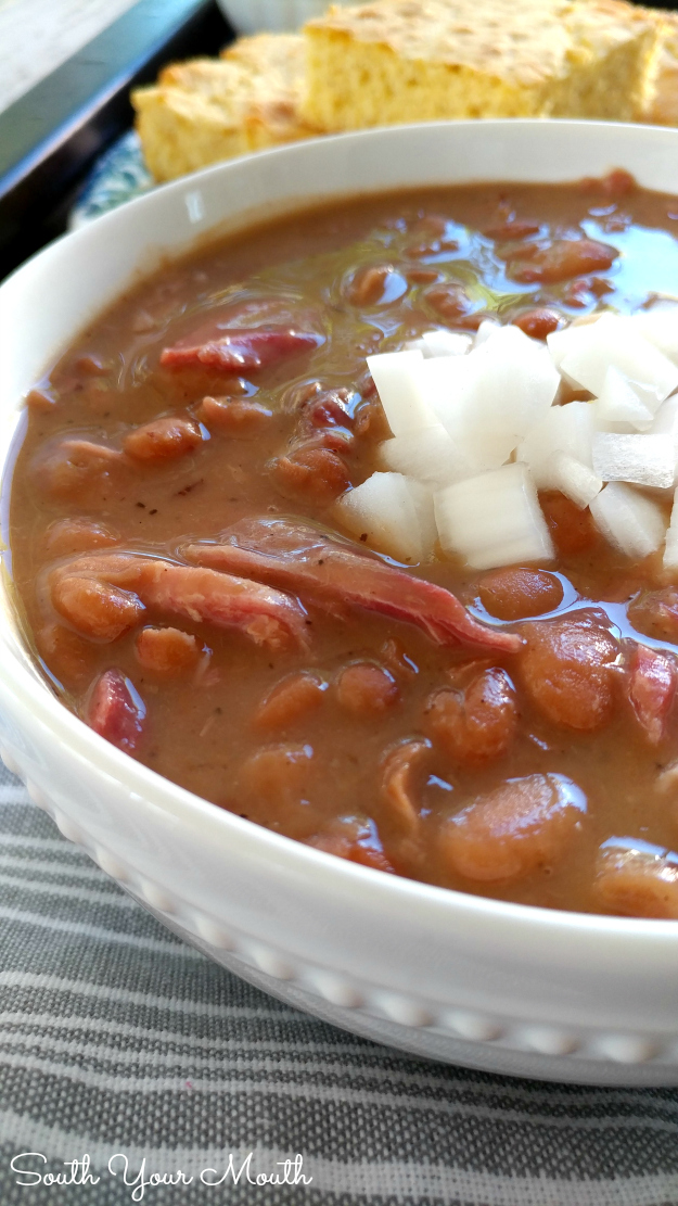 Slow Cooker Pinto Beans. These beans cook up creamy and tender with a smoky, silky  sauce that's perfect with cornbread. Recipe for crock pot and stove top preparation.