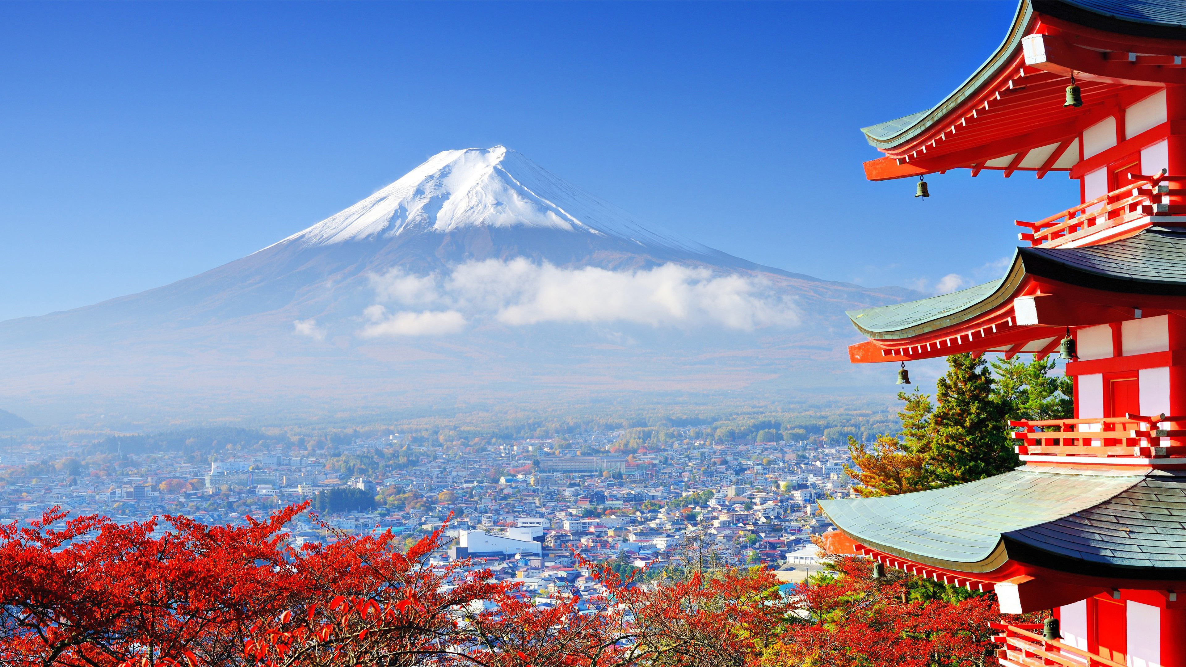 Mount Fuji, City, Landscape, Scenery, 4K, 3840x2160, #8 Wallpaper