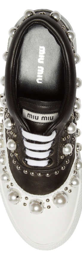 Miu Miu Embellished Lace-Up Sneaker