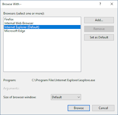Set your default browser from Visual Studio