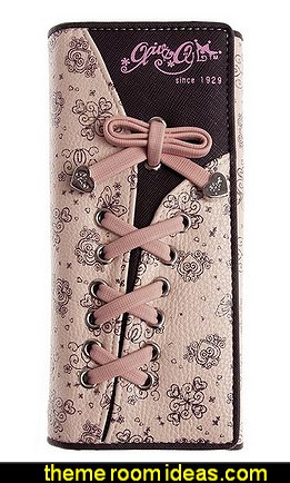 Bow Heart print wallet Bags - Handbags and More Bags! - shoulder bags - unique bags - evening bags - wallets - fashion bags - luggage - backpacks - purse jewelery - novelty Kitsch bags Bow Heart print wallet