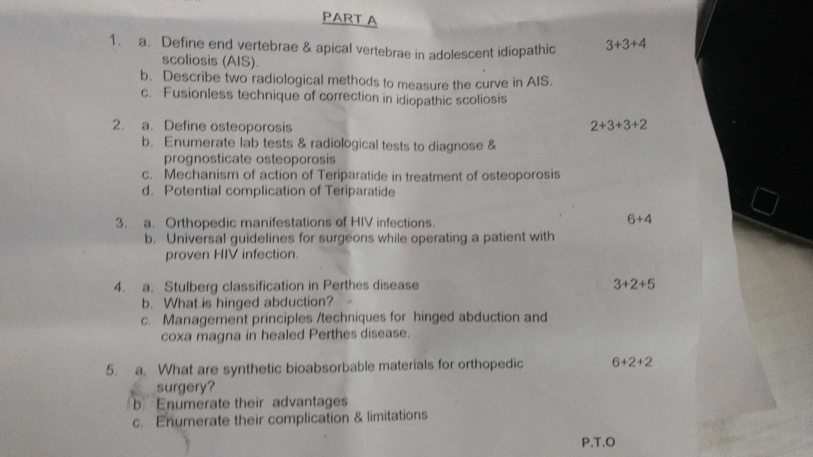 Dnb ortho theory question paper 4 december 2017 DNB Orthopaedics MS