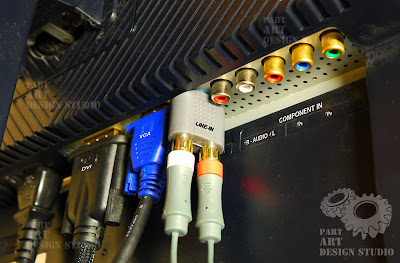 Down-panel of SyncMaster 215TW with ports (DVI, VGA или D-Sub, mini-phone stereo 3.5mm, component ports)