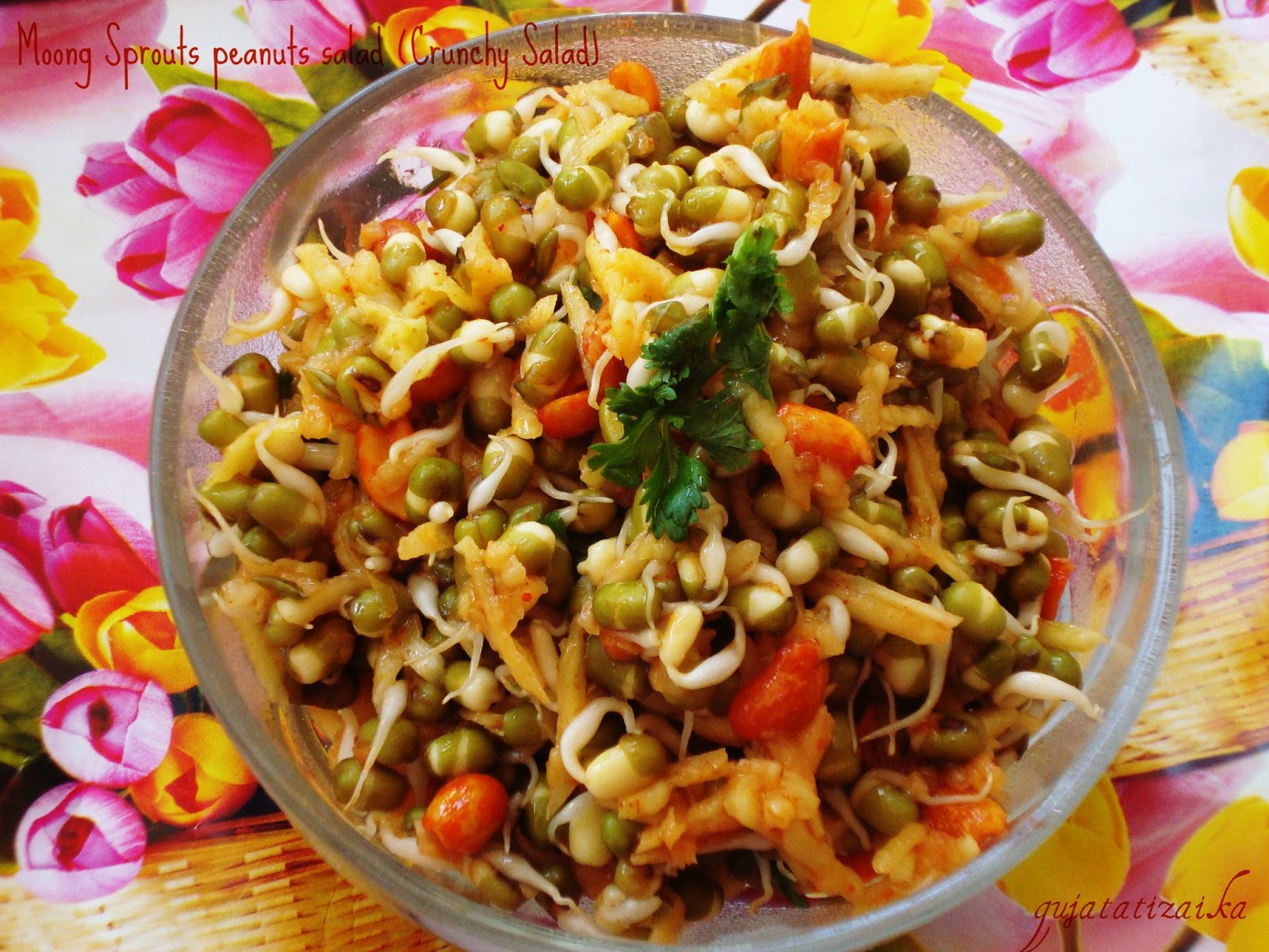 Gujarati Zaika: Moong Sprouts Peanuts salad (Crunchy Salad)