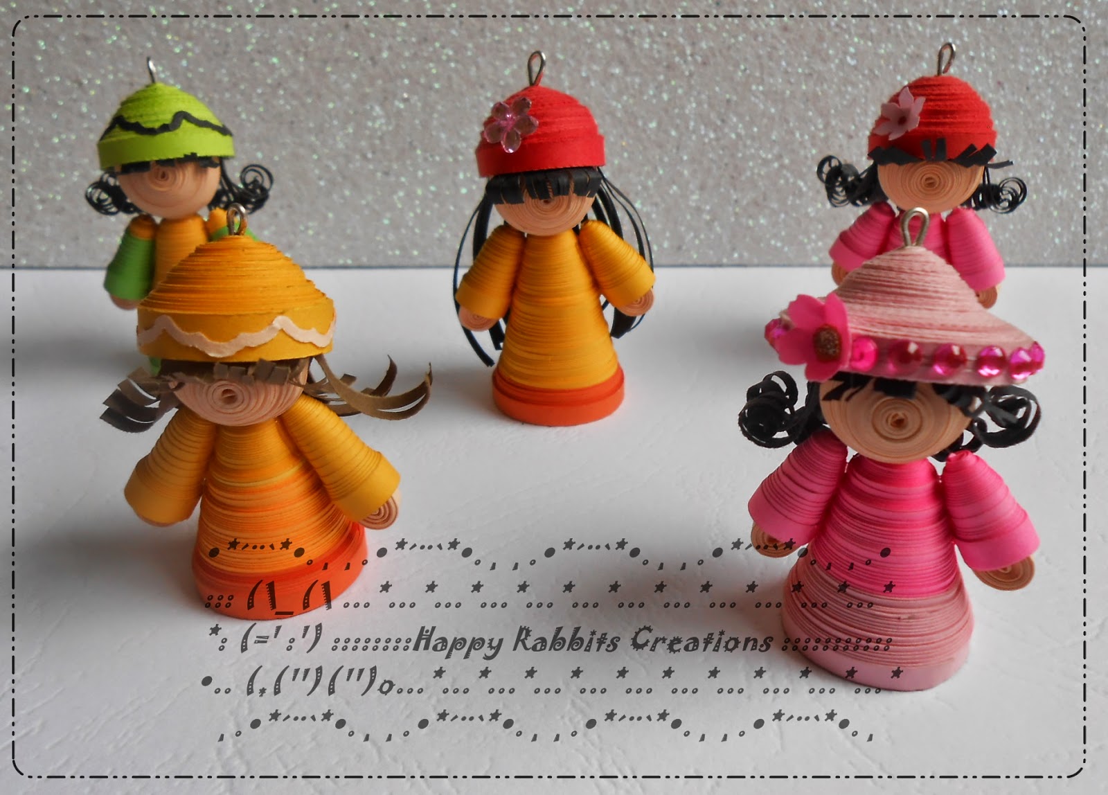 Happy Rabbits Creations Handmade 3D Paper Quilling Dolls