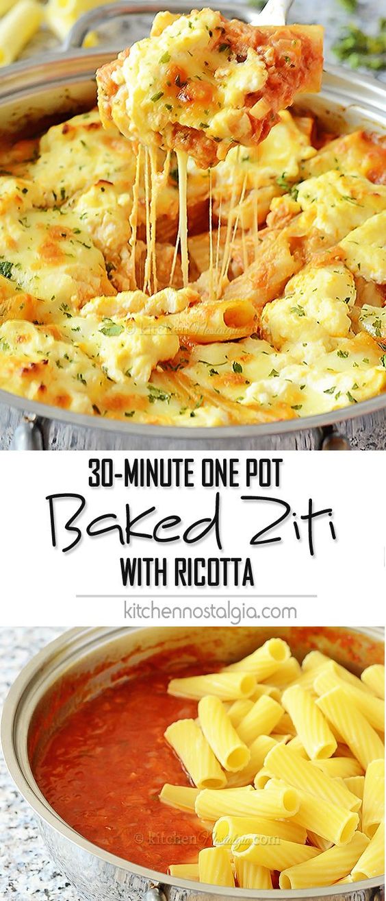 ONE POT BAKED ZITI WITH RICOTTA #ziti #ricotta #veggies #vegetarian #vegetarianrecipes ONE POT BAKED ZITI WITH RICOTTA #ziti #ricotta #veggies #vegetarian #vegetarianrecipes