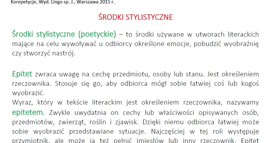 Wszystkie środki Stylistyczne I Ich Funkcje BLOG EDUKACYJNY DLA DZIECI: ŚRODKI STYLISTYCZNE
