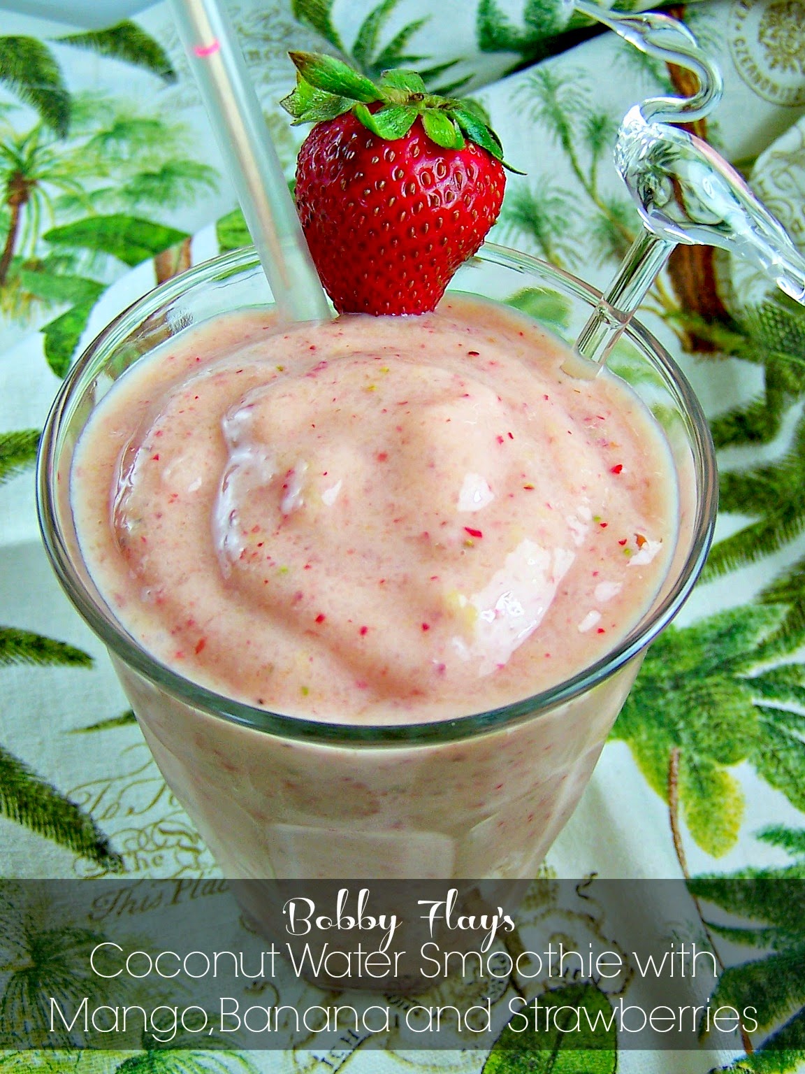 OllaPodrida Coconut Water Smoothie with Mango, Banana, and Strawberries