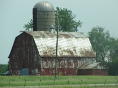 Old Red Barn withTin Roof and Silo