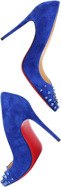 ♦Christian Louboutin Drama blue suede spiked pumps #pantone #shoes #blue #brilliantluxury