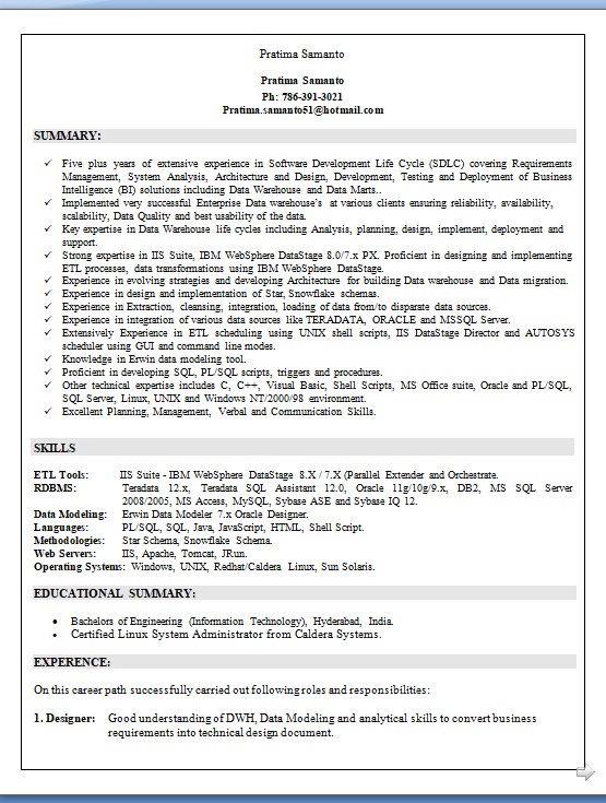 datastage 8 0 developer sample resume format in word free datastage sample resume