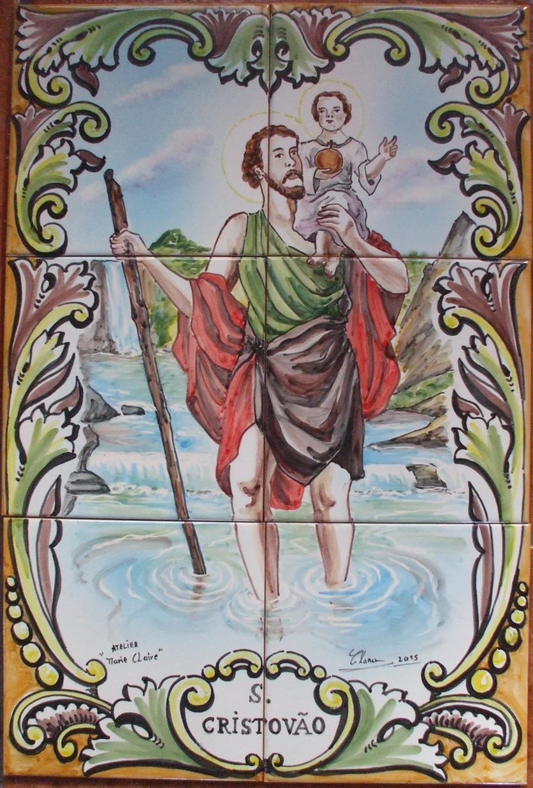 Arte em azulejos Dois painéis de