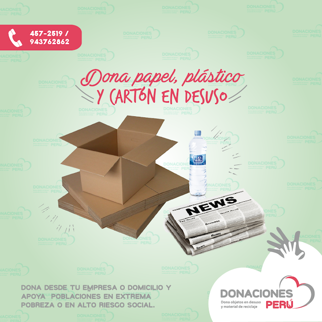 Dona papel - dona plástico - dona cartón en desuso - Dona Perú