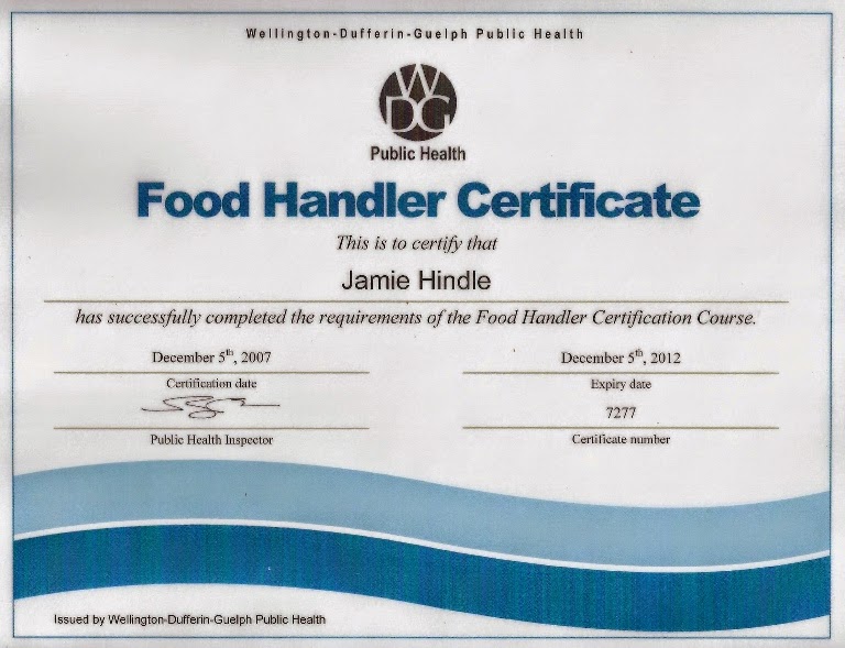 Basic Food Handling Certificate