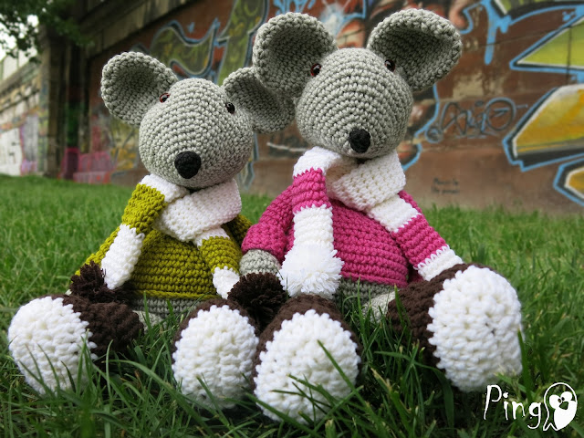 Max and Mary - crochet mouse pattern by Pingo - The Pink Penguin