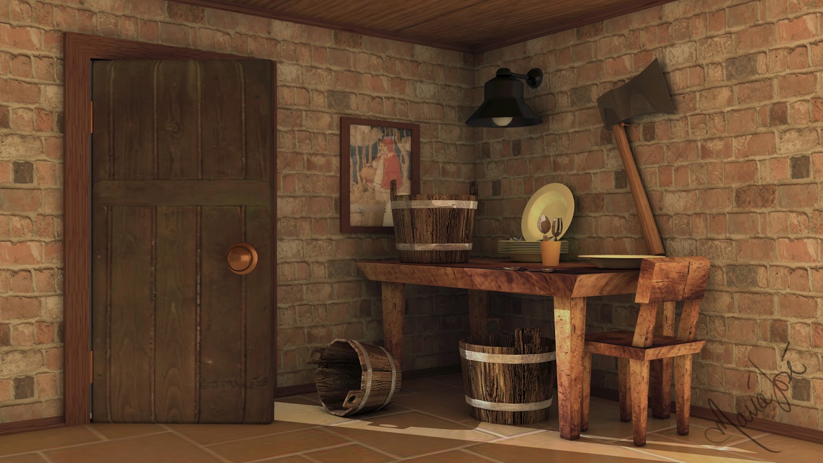 mariajo3d Environmental 3D Modeling of a Huntsman Cabin