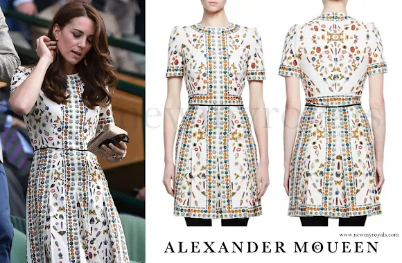 Kate Middleton wore Alexander McQueen Obsession Print Short Sleeve Dress