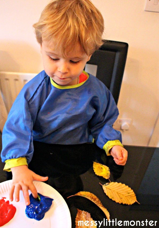 Painting Leaves with Finger Paints Painting Leaves with Finger Paints