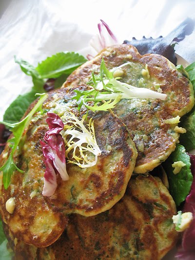 lime butter with spinach pancakes
