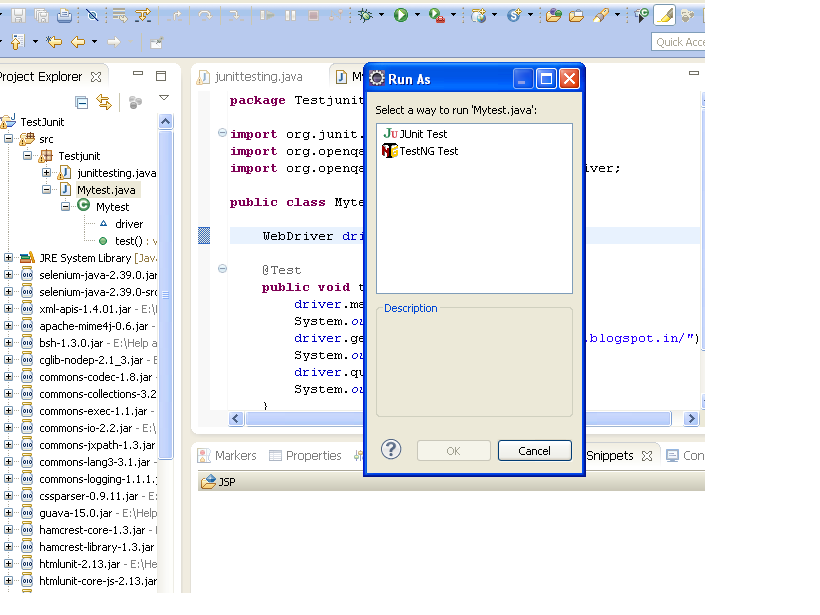 Creating and running webdriver test with junit and eclipse step by step
