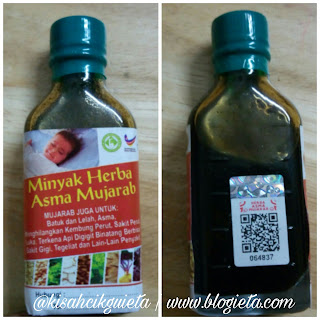 Minyak herba Asma Mujarab asli begini ya. Jangan tertipu tau dengan yang Tiruan!