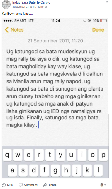 sara duterte nagalit matapos isali ang mga bata sa rally
