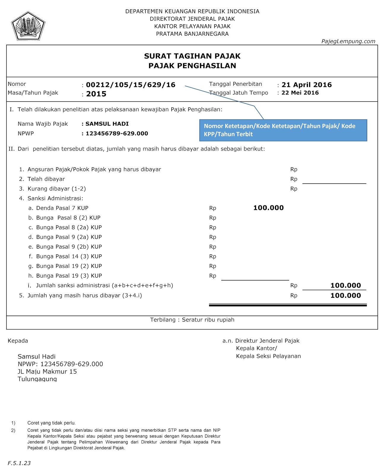 Bayar Membuat Id Billing Atas Surat Tagihan Pajak Atau