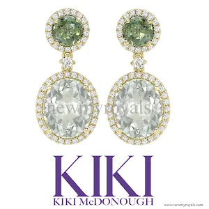 Kate Middleton jewels KIKI McDONOUGH Green Tourmaline and Green Amethyst Oval Drop Earrings
