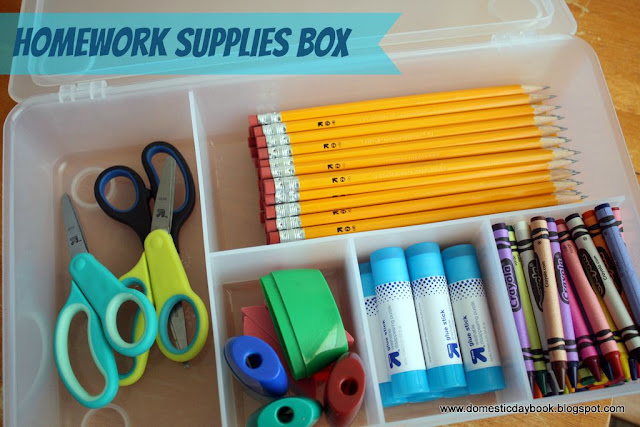Organized homework supplies