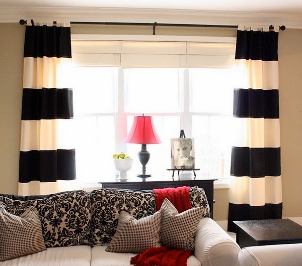 Curtain with fabric strips