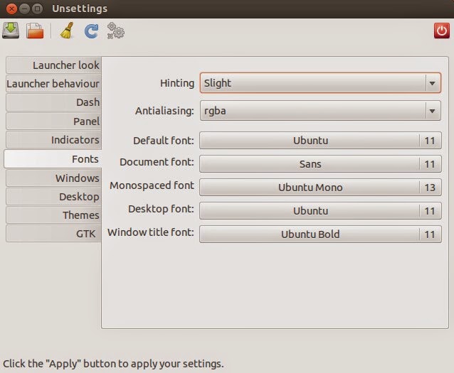 Ubuntu Unsettings その6 - インジケーターの表示をカスタマイズする・UIで使用するフォントをカスタマイズする