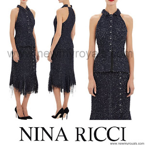 Queen Letizia Style NINA RICCI-Sequined Bouclé Tweed Halter