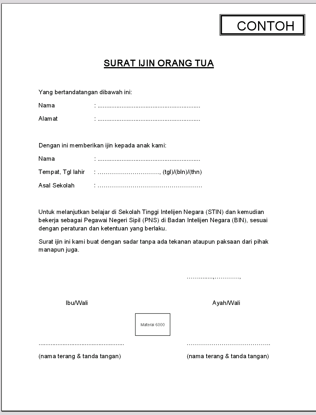 Surat Ijin Oran  Service Laptop