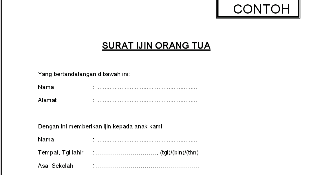 Contoh Surat Izin Orang Tua Untuk Bekerja Di Alfamart