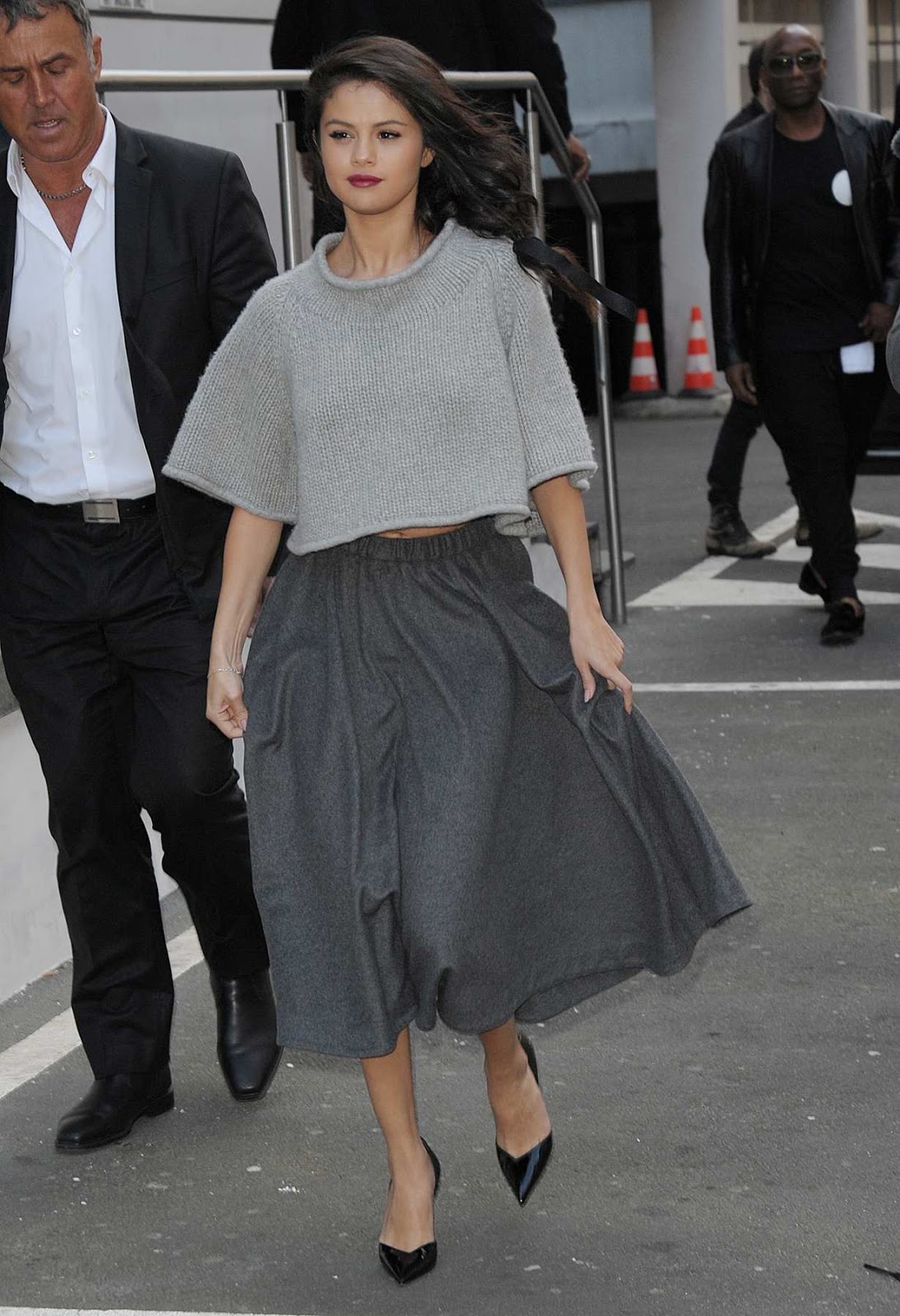 Selena Gomez in a skirt out and about in Paris