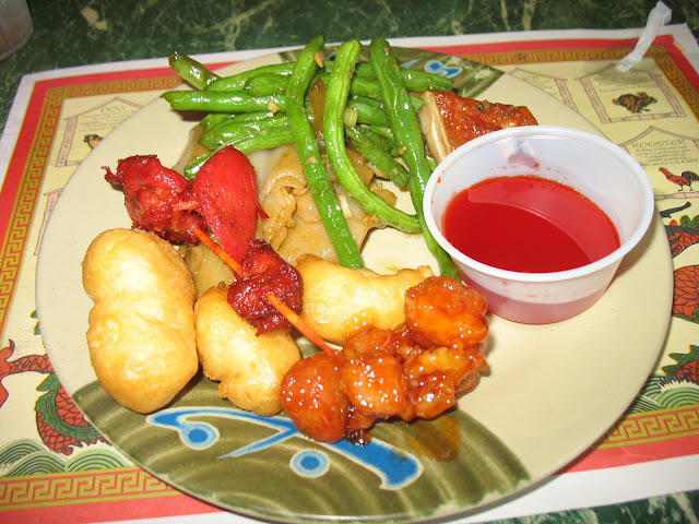 General Tso's chicken, sweet and sour, teriyaki, green beans and lo mein