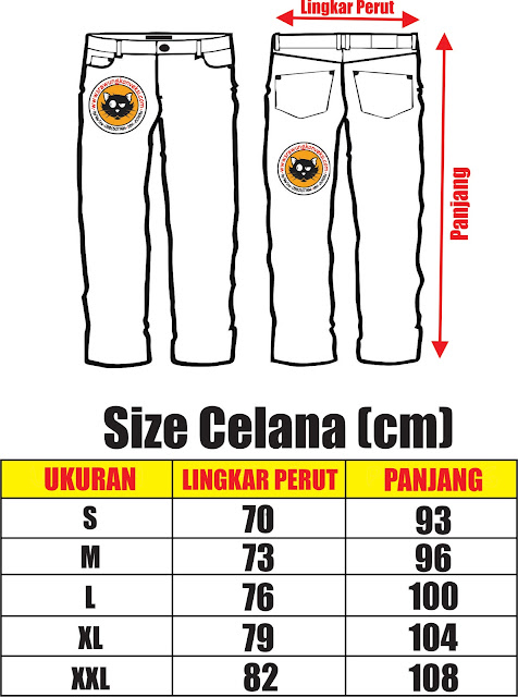 size celana konveksi, grosir, kaos polos, jaket, kemeja, seragam, pdh, pdl, almamater, setelan, sablon, bordir, topi, tas, murah, malang