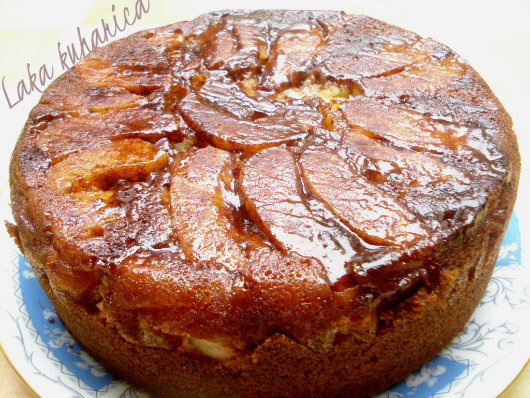 Pear and ginger upside-down cake by Laka kuharica: easy to prepare cake elegant enough for a dinner party.