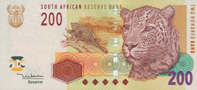 South African Currency 200 Rand banknote 2005 African Leopard