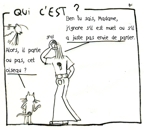 "QUI C'EST", strip de Zéda pour illustrer chronique 7BD sur Madame T1 de Nancy Pena chez La boite à bulles