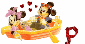 Alfabeto brillante de Mickey y Minnie paseando en lancha P. 