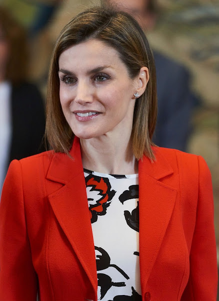Queen Letizia of Spain attends audience at Zarzuela Palace ...