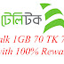 Teletalk New Offer: 1GB Only 70TK and 100% Reward!!