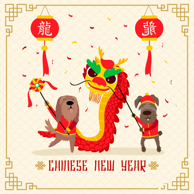 Flat chinese new year background Free Vector