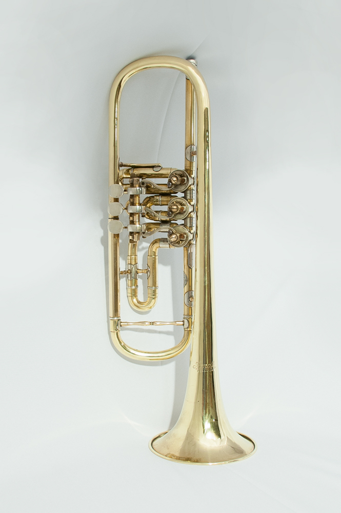 Trumpet by Amati in Bb with rotary valves (raw brass)